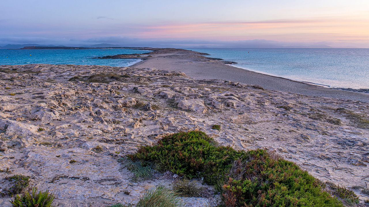 Die Balearen - Formentera - Morgens am Strand Playa de ses Illetes